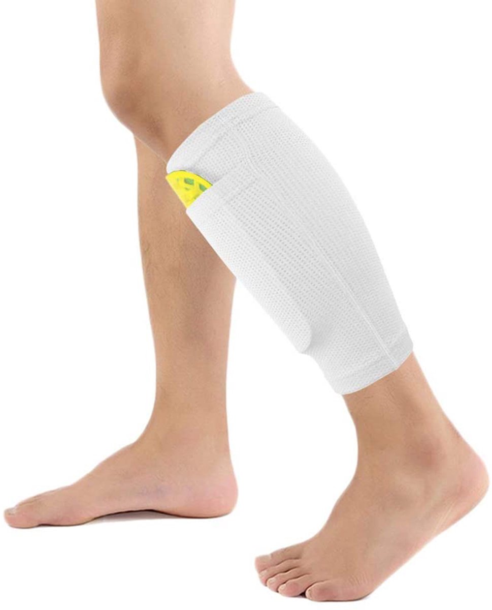 1 paar voetbalscheenbeschermersokken, beenondersteuning, compressiekousen voor de kuiten met opbergvakje voor scheenbeschermers, comfortabele en ademende scheenbeschermersokken voor jeugdvoetballers, zowel beginners als topsporters.