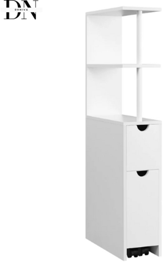 VASAGLE Hoge badkamerkast met verlichting, smalle opbergkast, verstelbare planken, open vakken, voor kleine ruimtes, modern, duifgrijs, BBC566G03