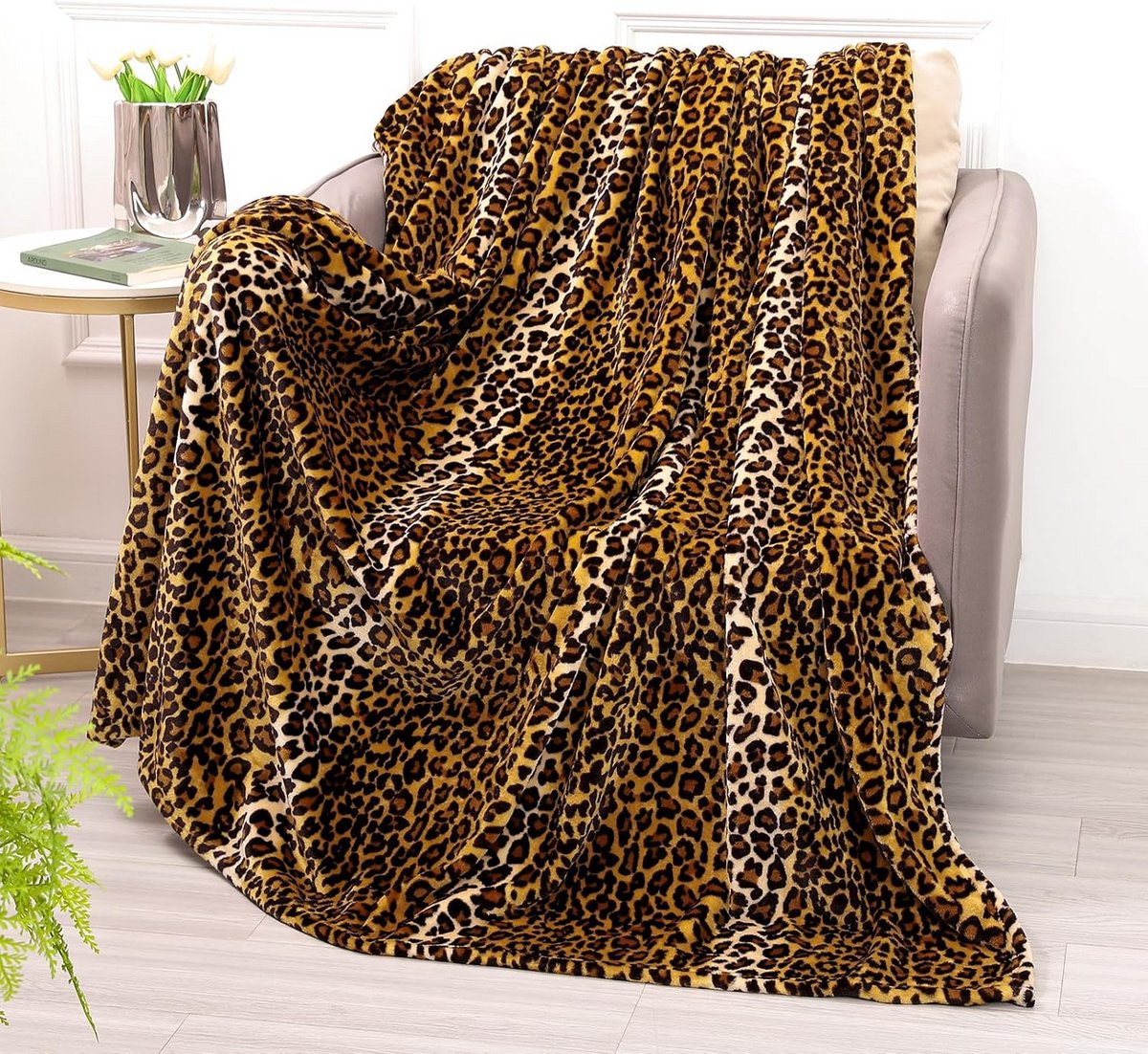 Luxe Fleece Plaid met Luipaardprint - Super Zacht en Warm voor Bank of Bed