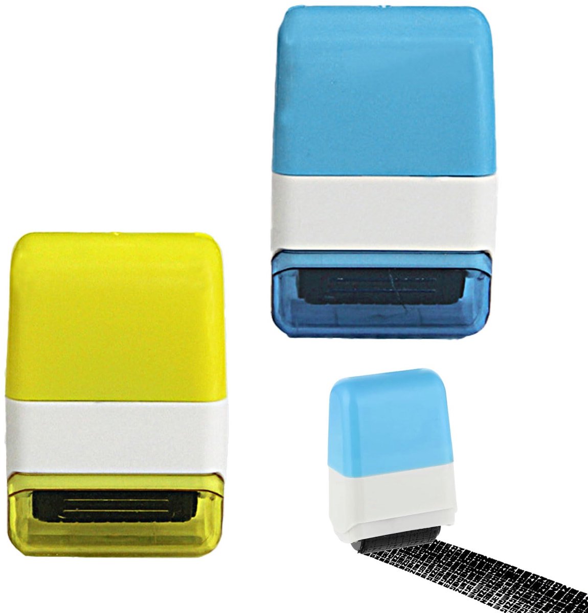 IMPERATORIS® Identiteitsdiefstal Bescherming Rolstempel - Privacy ID Adres Blokkeren Stempel - Privacy Beveiliging Diefstal Roller Stempel - Beveiligingsroller - 2 Stuks - Blauw/Geel