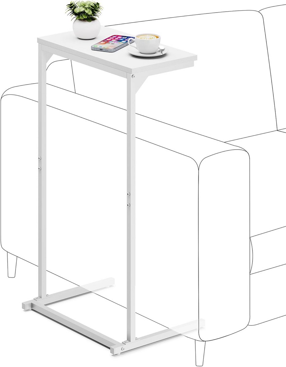 Set van 2 C-vormige bijzettafels 73cm hoog voor bank en bed