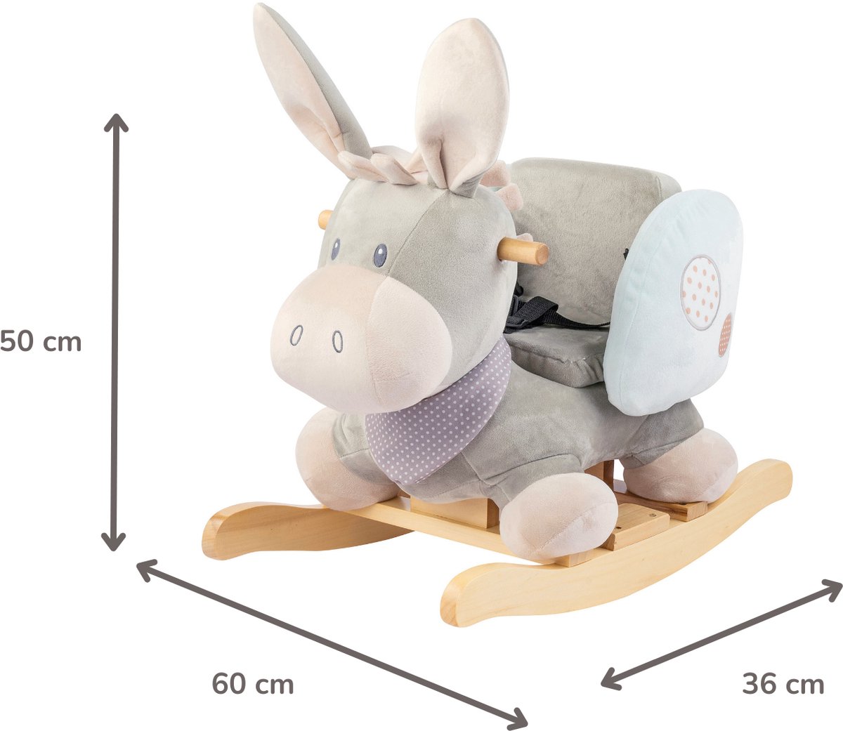Nattou Cappuccino Hobbelpaard Ezel - 60 cm - Schommelpaard - Baby Speelgoed - Grijs en Blauw — afbeelding 9