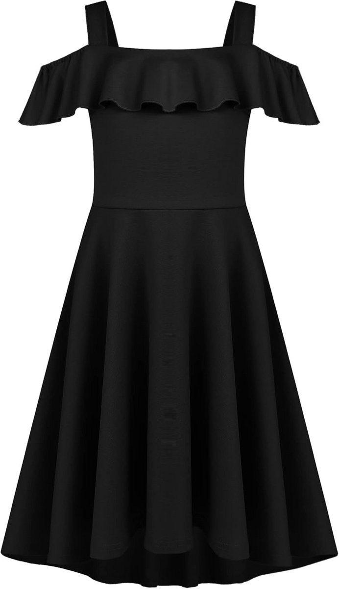 Elegante Schoudervrije Zomerjurk voor Meisjes - Asymmetrische Rok & Zakken | 4-13 Jaar