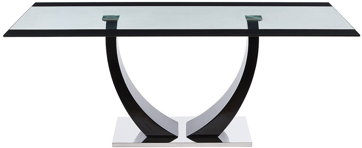 Vente-unique Set van tafel MEZZO II + 4 stoelen MASURIE - Transparant en crèmewit Transparant, Zwart