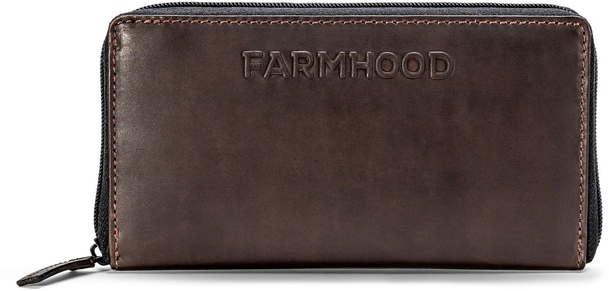 Farmhood Nashville Portemonnee RFID-bescherming Leer 19.5 cm - Dames - Horizontaal - dark brown