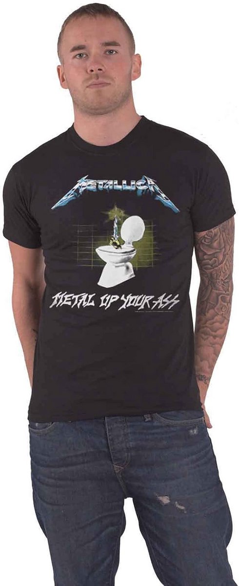 Officieel Metallica Band Shirt Zwart Heren - Metal Up Your Ass Logo