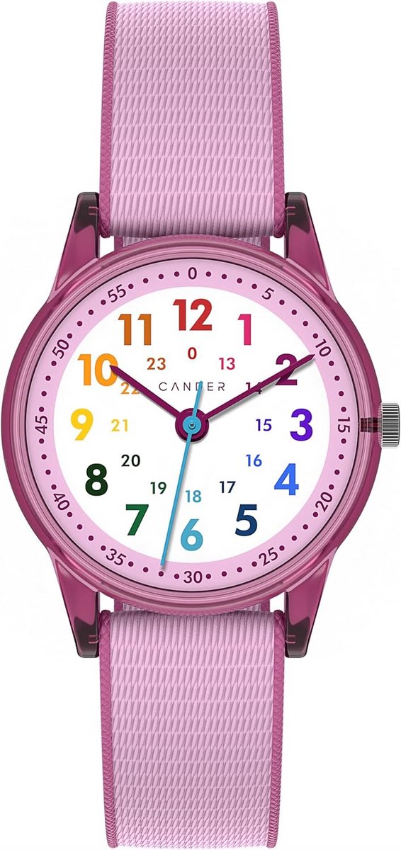 Kinderhorloge met klittenband armband roze analoog