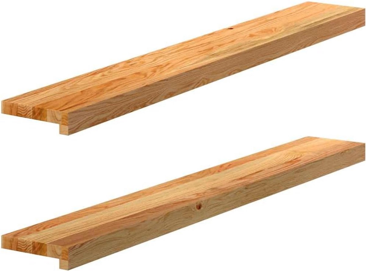 Vensterbank Massief Eikenhout 110 cm – Set van 2 Lichtbruin – Vensterplank, Traptree, Binnenvensterbank