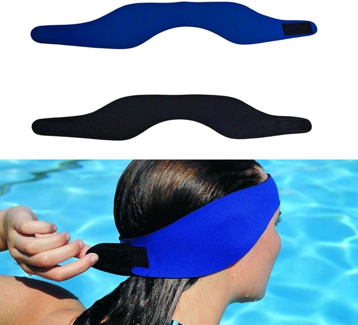 Ronte - Zwemhoofdband voor volwassenen met oorbescherming en verstelbare oorband | Set van 2 | Hoge elasticiteit | Klittenbandsluiting | Neopreen haarband - Ideaal voor zwemmen
