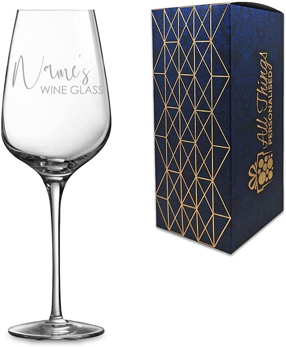 Gepersonaliseerd geëtst Sublym wijnglas - cadeau in geschenkdoos, met eigen naam