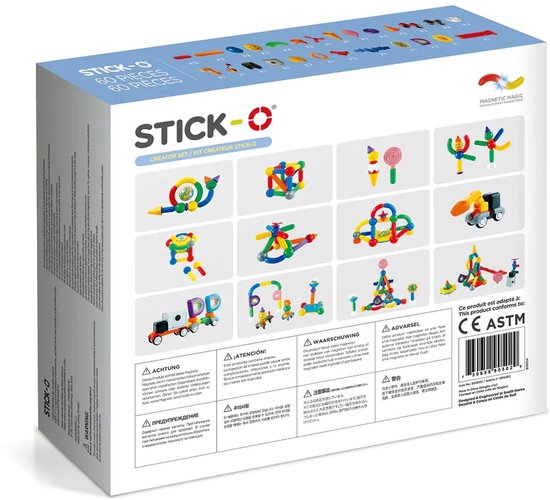 Stick-O Creator Set - magnetisch speelgoed - 60 stuks - magneten speelgoed - baby blokken