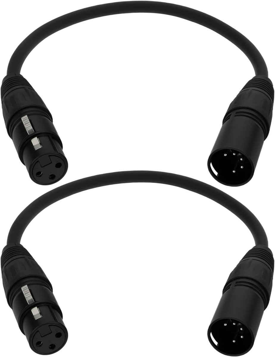 Ronte - Audio Kabel 2 Stuks Vrouwelijk naar Mannelijk - Mixers, Microfoons, Crossovers - 30cm - Zwart