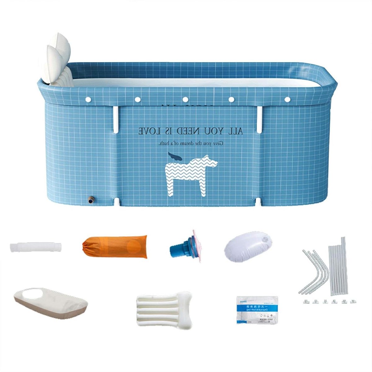 Ronte - Opvouwbare Mobiele Badkuip, Draagbaar Inweken Spa-Badkuip 120 x 60 cm