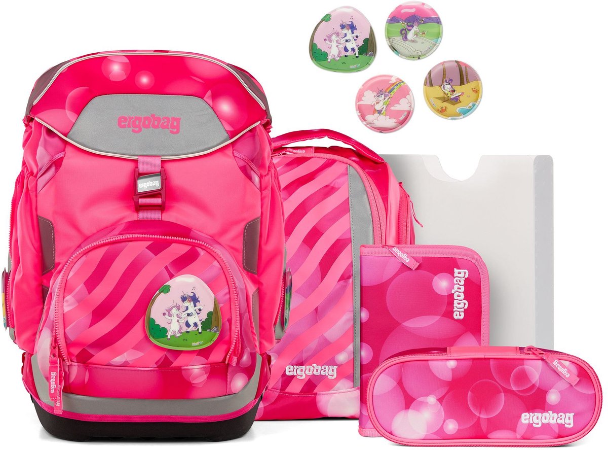 ergobag Schooltas Neo Edition Pack-Set 6-delig KuntBärbuntes Einhorn Neonroze