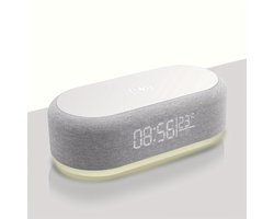 Draadloze oplader met instelbaar nachtlampje, tijd- en temperatuurweergave, wekker Geschikt voor op het bureau in de slaapkamer, laadstation Geschikt voor iPhone 16, 15, 14, 13, 12, 11, Pro Max/Mini/Plus/Xr/X/8