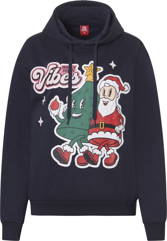 Apollo Dames Hoodie Met Kerst Print Donkerblauw - Maat XL