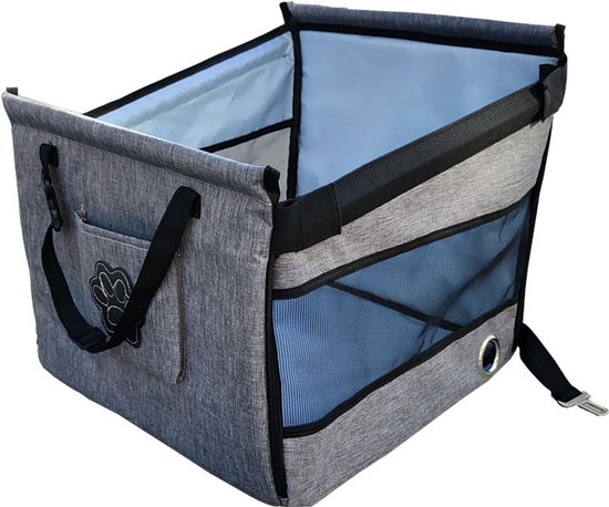 Siège auto sécurisé pour chiens - Lit confortable pour chiens dans la voiture - Met ventilatievenster pour protéger votre chien dans la voiture - Sangle d'épaule réglable - Convient à tous les modèles automobiles - 49 * 49 * 38 cm - Grijs