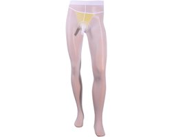 Sexy transparante glanzende panty voor heren met zak en penishoes, erotisch ondergoed