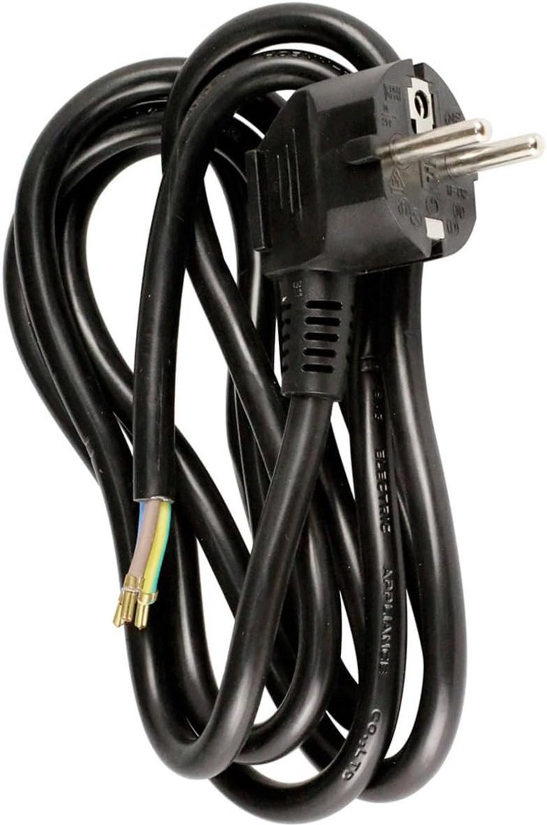 Stroomkabel 16A 3G1.5 - 2 Meter - Europese Stekker - Zwart - voor Binnen en Buiten