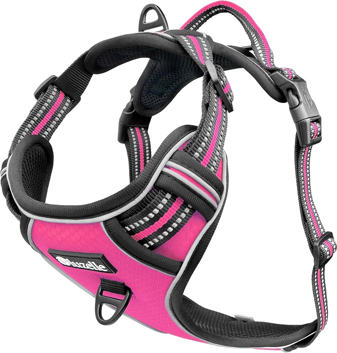 Hondenharnas voor Kleine Honden - Anti-Trek Harnas met Handgreep & Zakje voor GPS, Reflecterend en Ademend - Maat XS, Roze