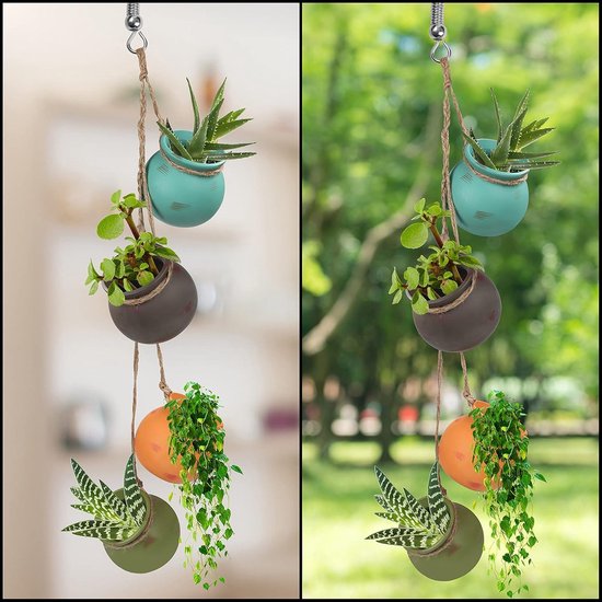 Hangende plantenhouders met een zelfwateringssysteem