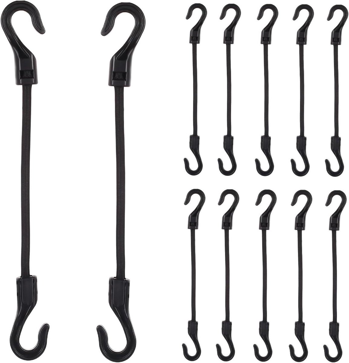 Ronte - 10 cm Spanrubber met Haken - Bagagespanner voor Zonnezeil, Tarpaulins en Tenten - Set van 12 Stuks