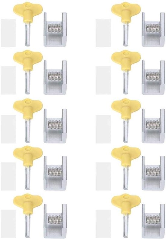 HEOsafe Door Frame Lock. Met extra plaatje voor montage. Drie gelijk sluitende sloten. Wit. - Webwinkel en werkplaats voor camper accessoires