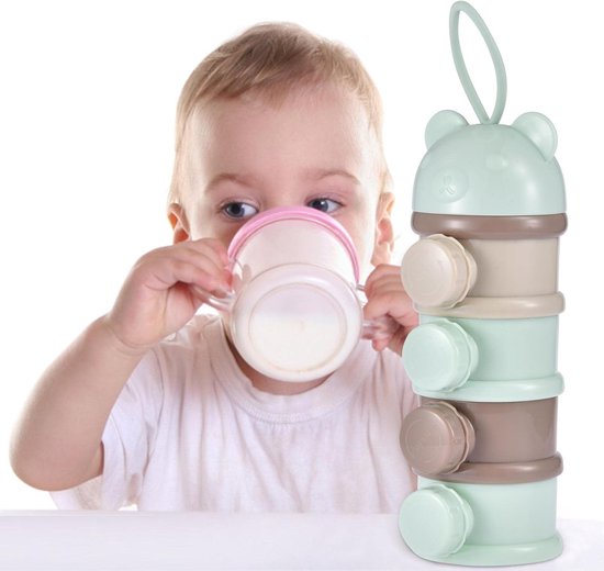 Travel Formula Dispenser - Melkpoeder Container Travel Melkflessen - Niet-morsen stapelbare 4-laags snackopslagcontainers voor fopspenen, voer, melkpoeder van travel — afbeelding 5