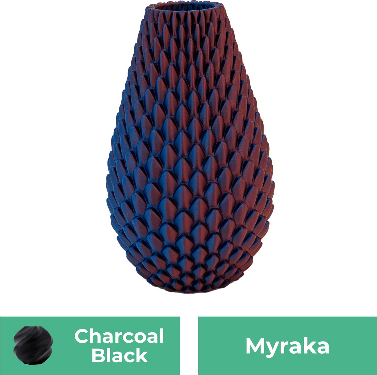 Lovora Myraka design vaas – Decoratieve vaas - Zwart - 3d geprinte vaas – geschikt voor droogbloemen - 25CM