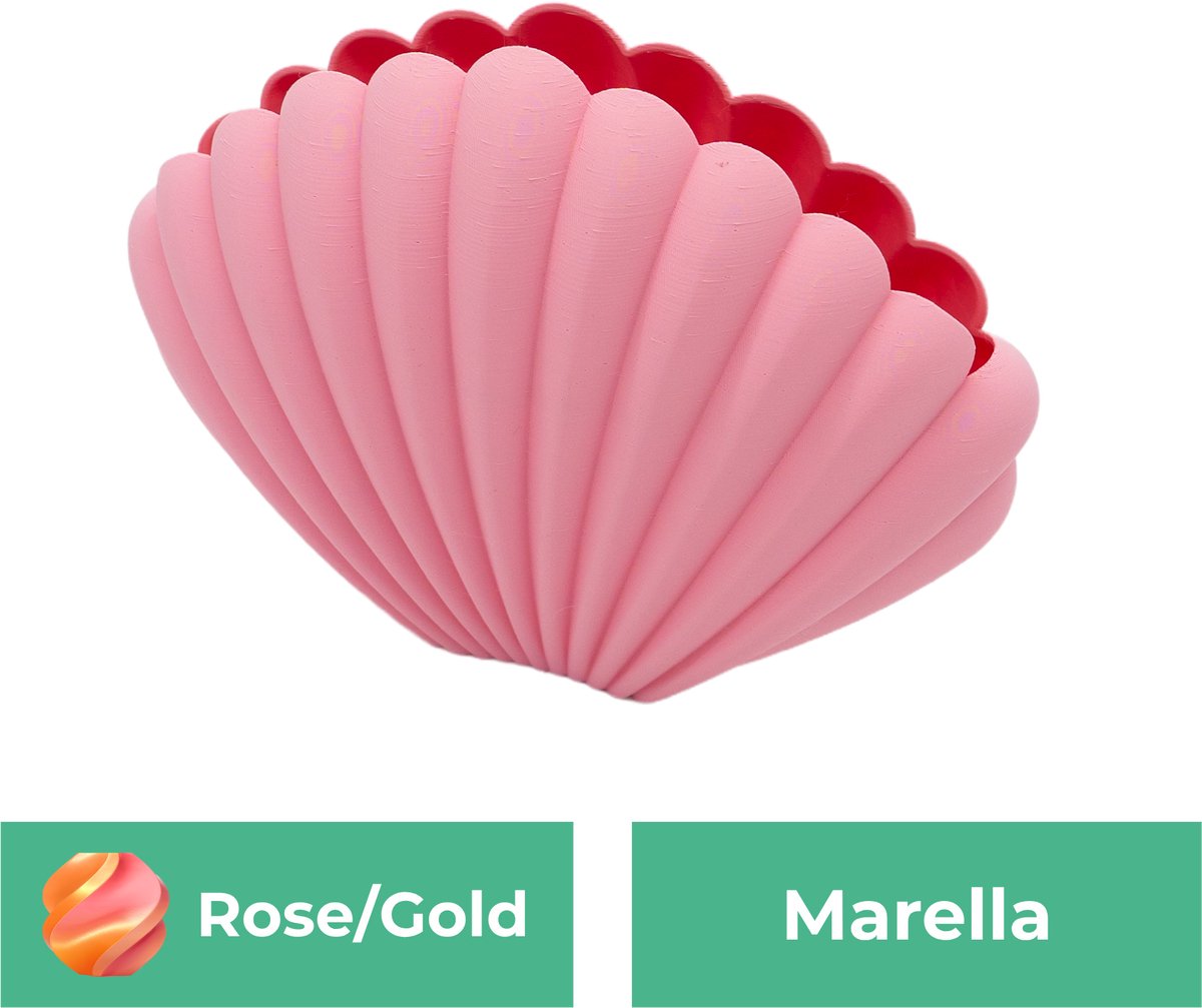 Lovora Marella organische vaas – Decoratieve vaas - Roze / Goud - 3d geprinte vaas – geschikt voor droogbloemen