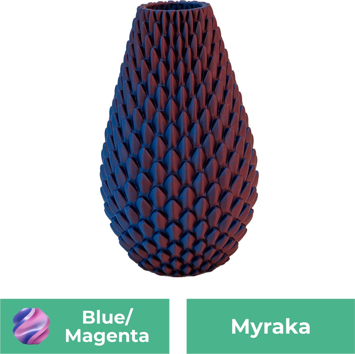 Lovora Myraka design vaas – Decoratieve vaas - Blauw / Paars - 3d geprinte vaas – geschikt voor droogbloemen - 34CM