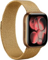 Horlogeband Milanees Geschikt voor Apple Watch 42/44/45/46 mm Bandje - Bandje Geschikt voor Apple Watch 42/44/45/46 mm Band Milanees - Goud
