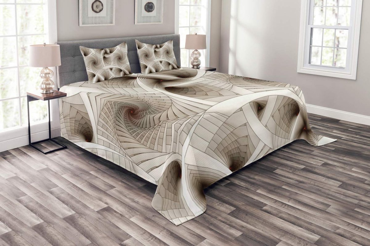 Ibenzoa Luxueuze bedsprei set met abstract design en bijpassende kussenslopen Beige