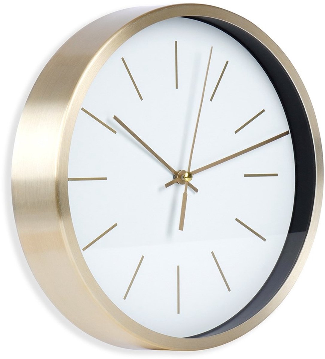 VILDE - Wandklok - 25 cm - Wit - Gouden Aluminium