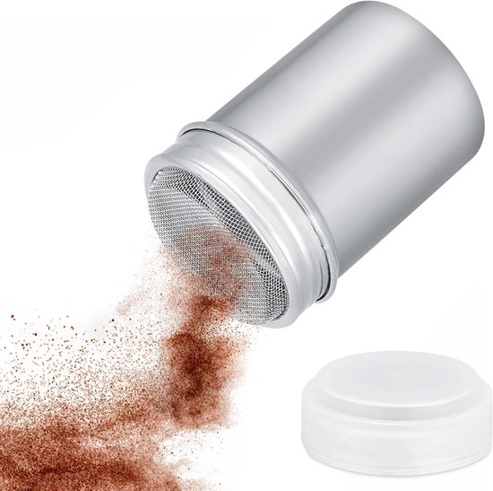 Foto: Allecta rvs poeder shaker met fijn mesh en deksel voor cacao koffie en kruiden 3 x 4 5 inch