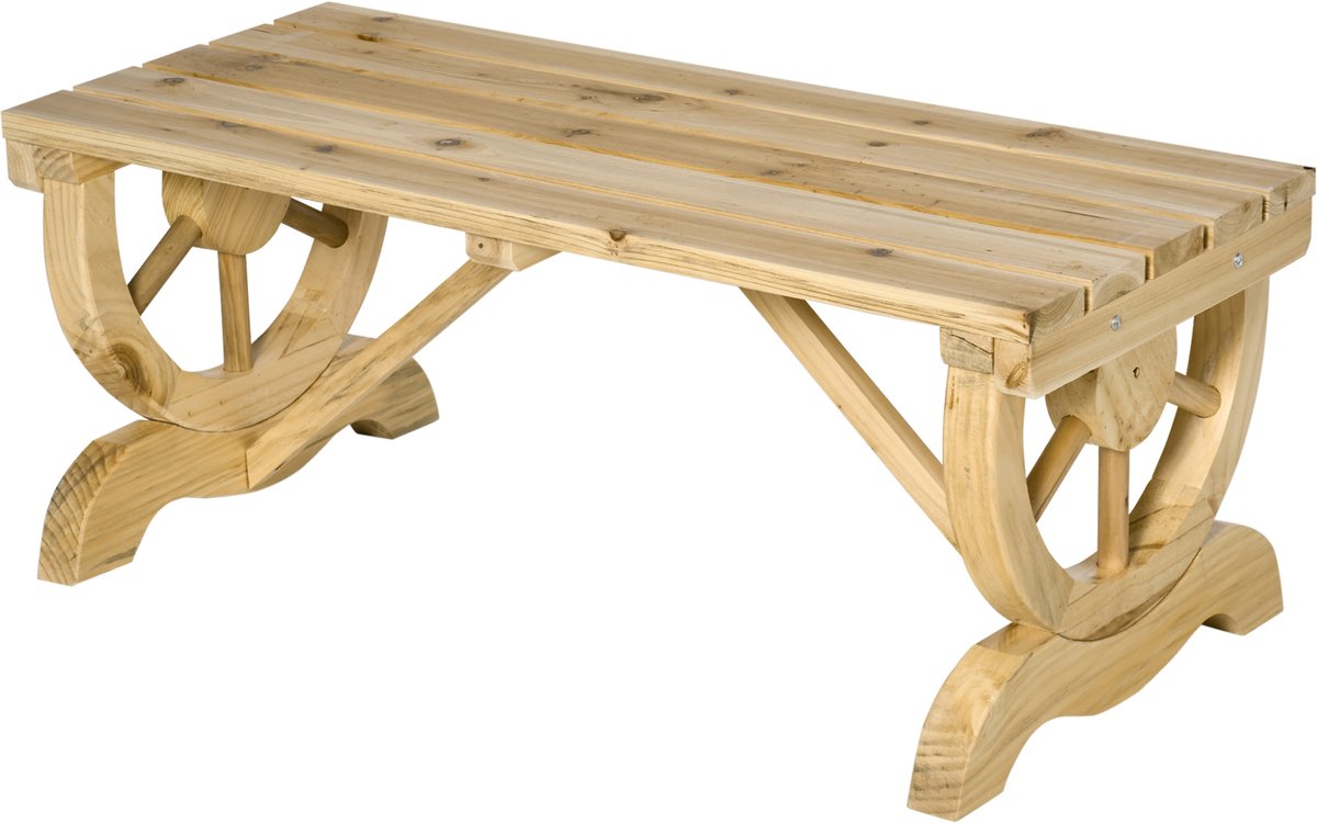 Outsunny Tuinbank bank tuinmeubelen rustieke bank massief hout bruin 84B-410