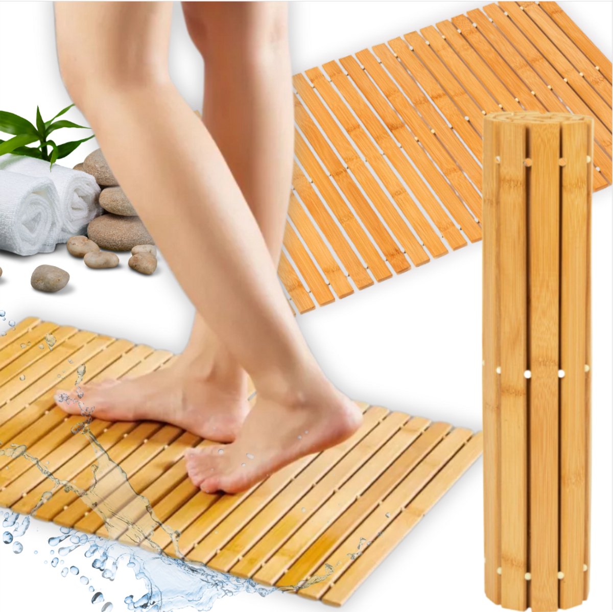 More&Deco - Bamboe Badkamermat - Antislip - 40x60 cm