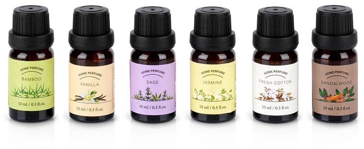 Essentiële Olie - Set 100% Natuurlijk - Aromatherapie - olie voor aroma diffuser - 6 x 10ml