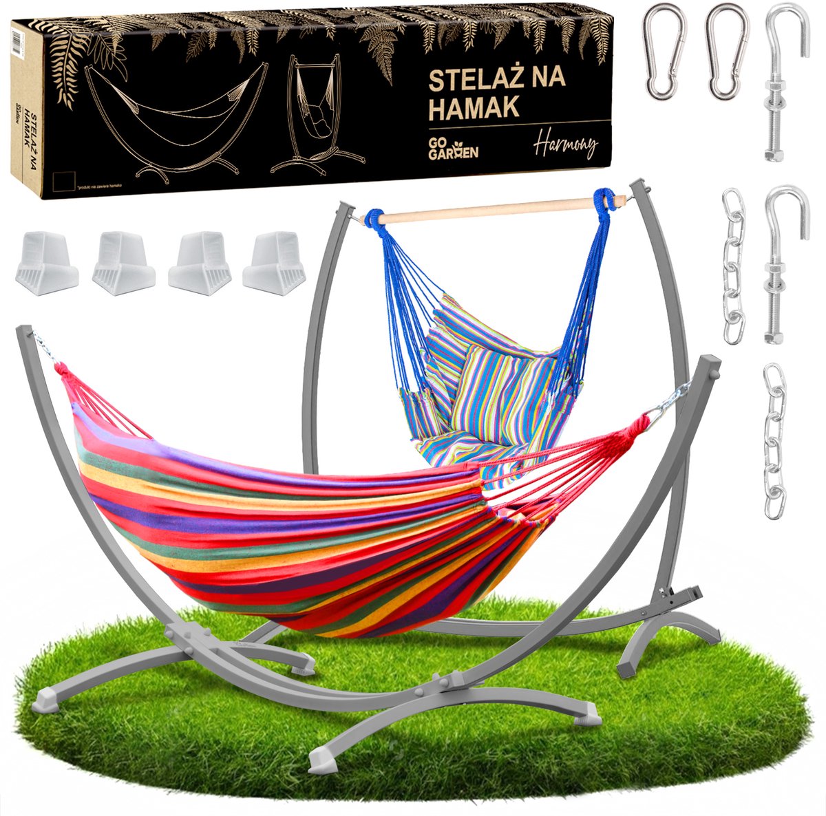 GoGarden Harmonia Duo - Hangmat en Stoelstandaard - 250 kg - Metaal - Grijs
