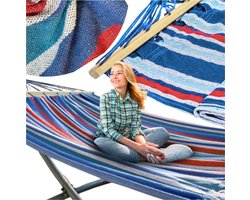 Sandos - Hangmat met Stok - 220x160 cm - Boho Stijl - Twee Personen