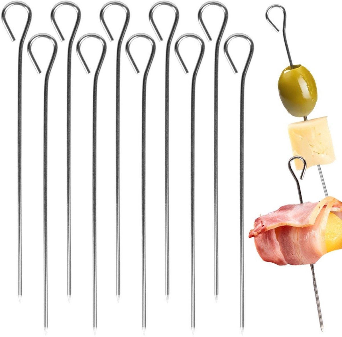 Orion - Keuken Igle Set - Roestvrij Stalen Spiesen - 10 cm - 10 Stuks