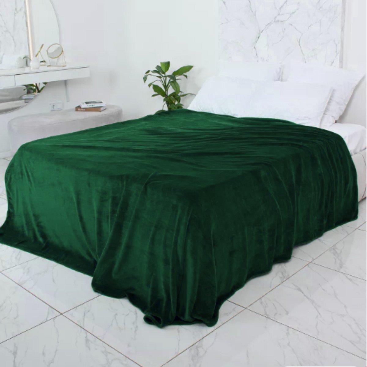 More&Deco - Deken - Groen - 200x220 cm - Polyester