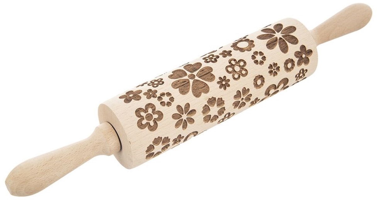 Orion - Decoratieve Houten Deegroller - Kleurpatroon - Roterend - 39 cm
