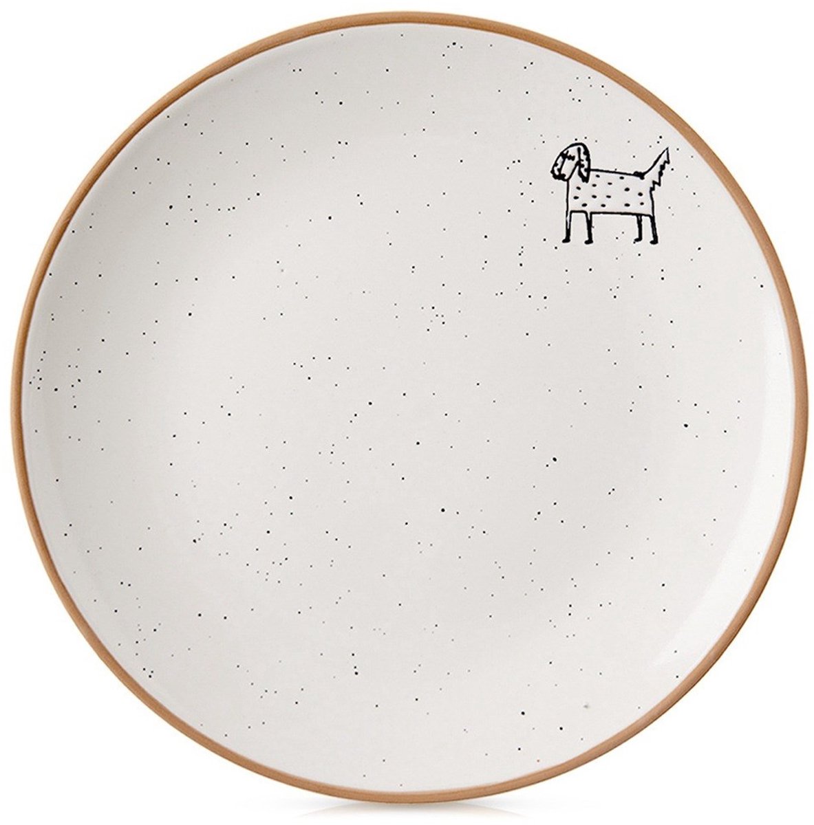 Orion - Keramisch Dessertbord - Beigekleurig - 20 cm - Uitsparing Met Hondontwerp