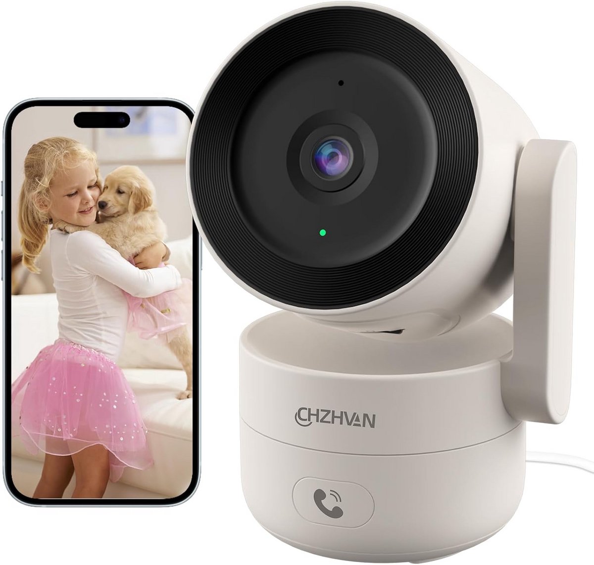 Interne Beveiligingscamera met 360° Panoramma, 2.5K FHD en Baby Huilherkenning