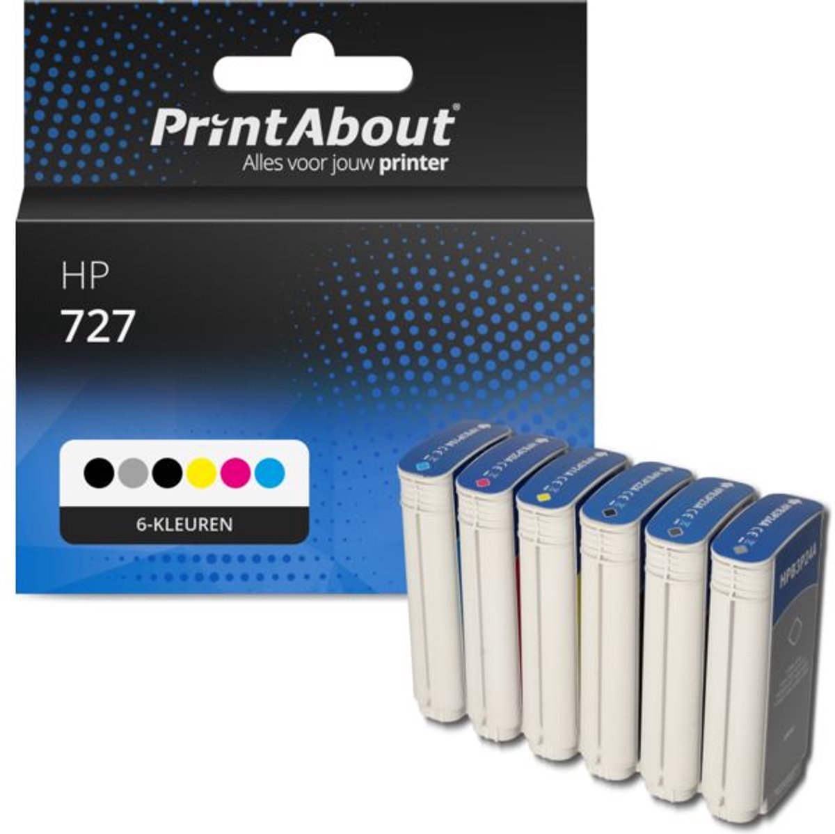 PrintAbout Huismerk HP B3P19/20/21/22/23/24A (727) Inktcartridge 6-kleuren Voordeelbundel