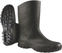 Zwarte Dunlop rubberen kuitlaars en de zool met grof profiel.
