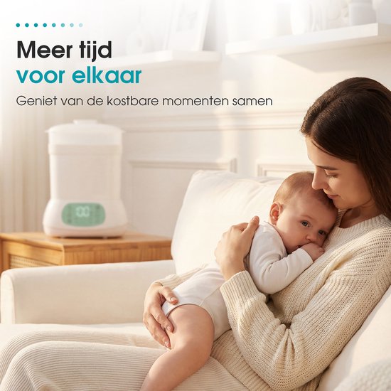 Sweet Sprout 6-in-1 Sterilisator met Stoomfunctie - Flessen sterilisator - Babyfles reiniger - Stoomsterilisator - Flessenwasser - Geschikt voor 6 flesjes - Met droogfunctie - Incl. 5 bewaarzakjes en flessenborstel van Sweet Sprout — afbeelding 5