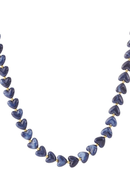 Bijoutheek Collier Hart Kralen Navy