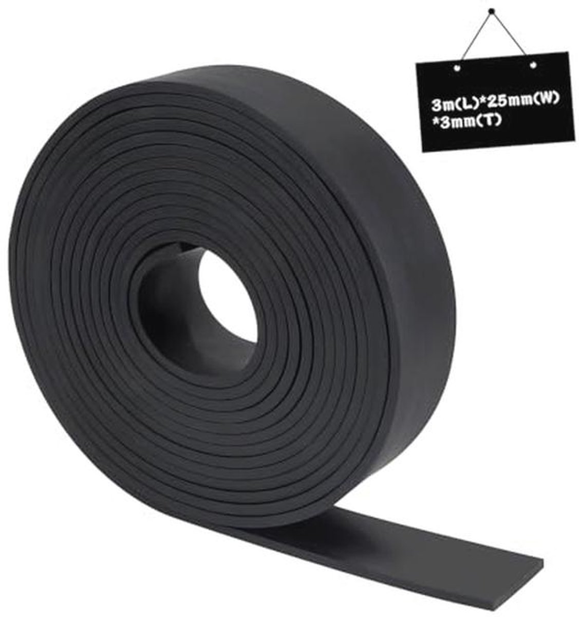 Rubberen rol 25 mm x 3 mm x 3 m - Antislip en geluidsisolerend voor diverse toepassingen
